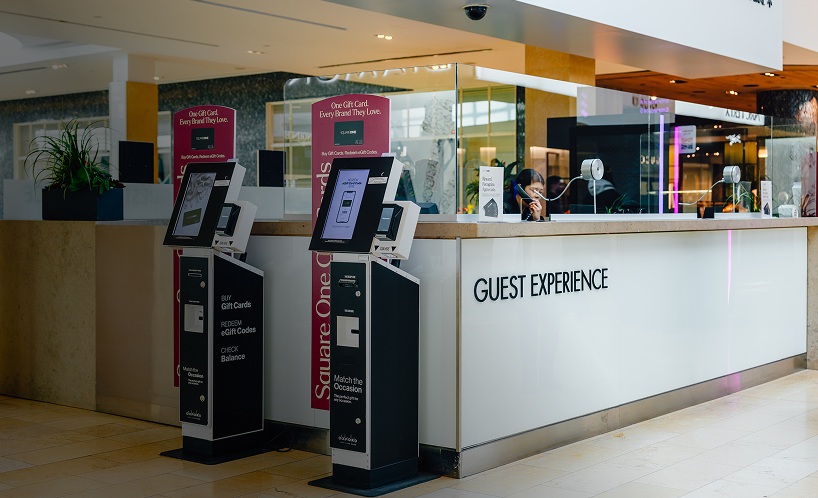 Square One gift card kiosks at the Guest Experience desk for quick and easy in-centre purchase
