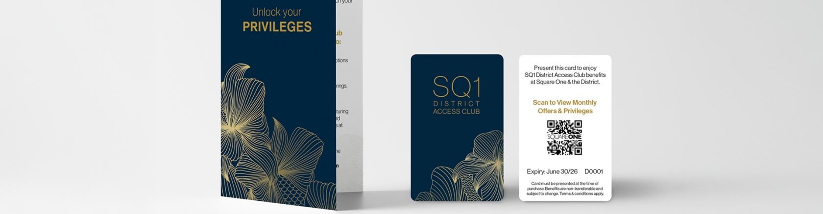 Square One District Access Club cards showcasing exclusive member privileges