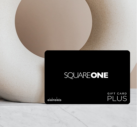 Square One physical gift card placed on table representing easy in-store gifting option