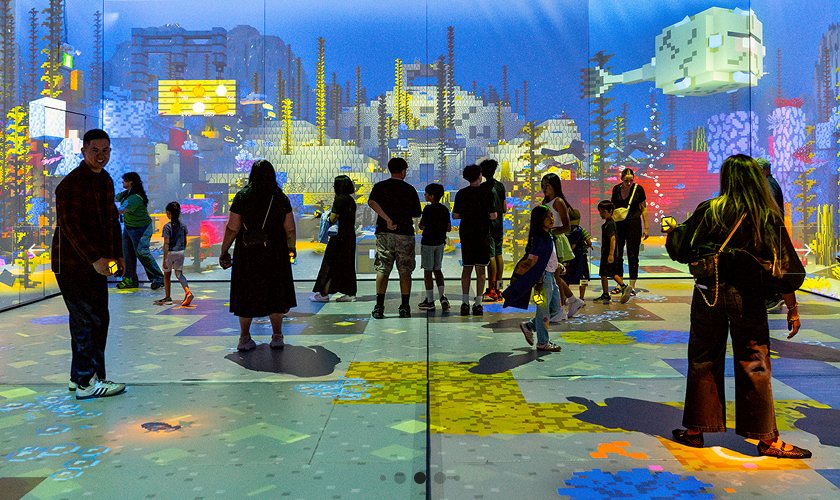 Visitors engaging with interactive brand activations and immersive in-mall experiences