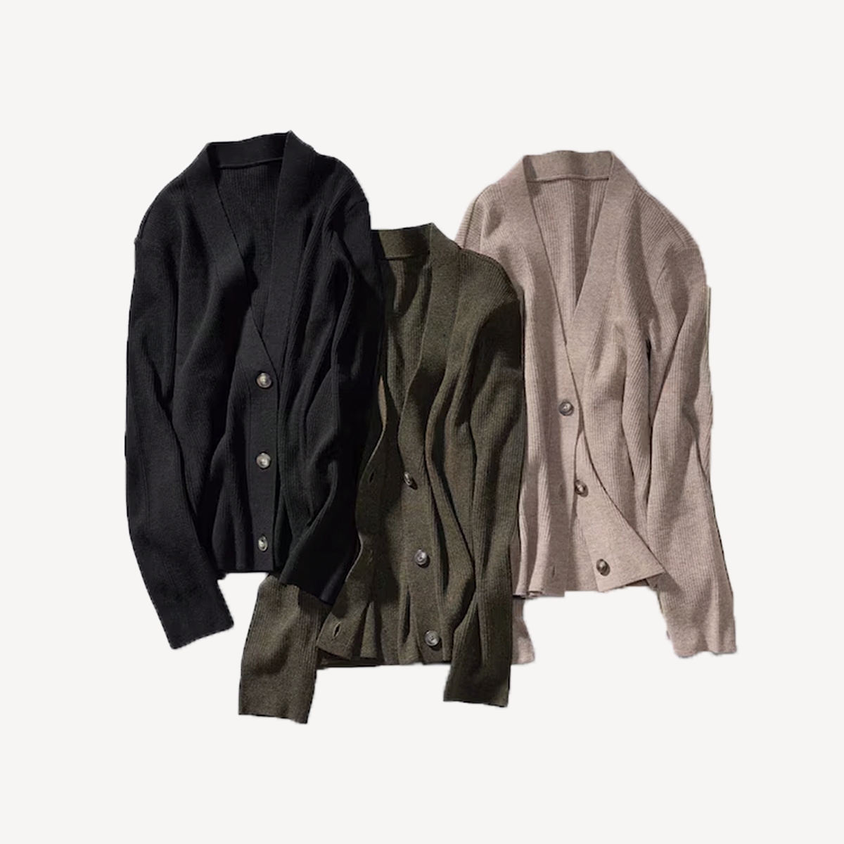 Washable Knit Ribbed Cardigan