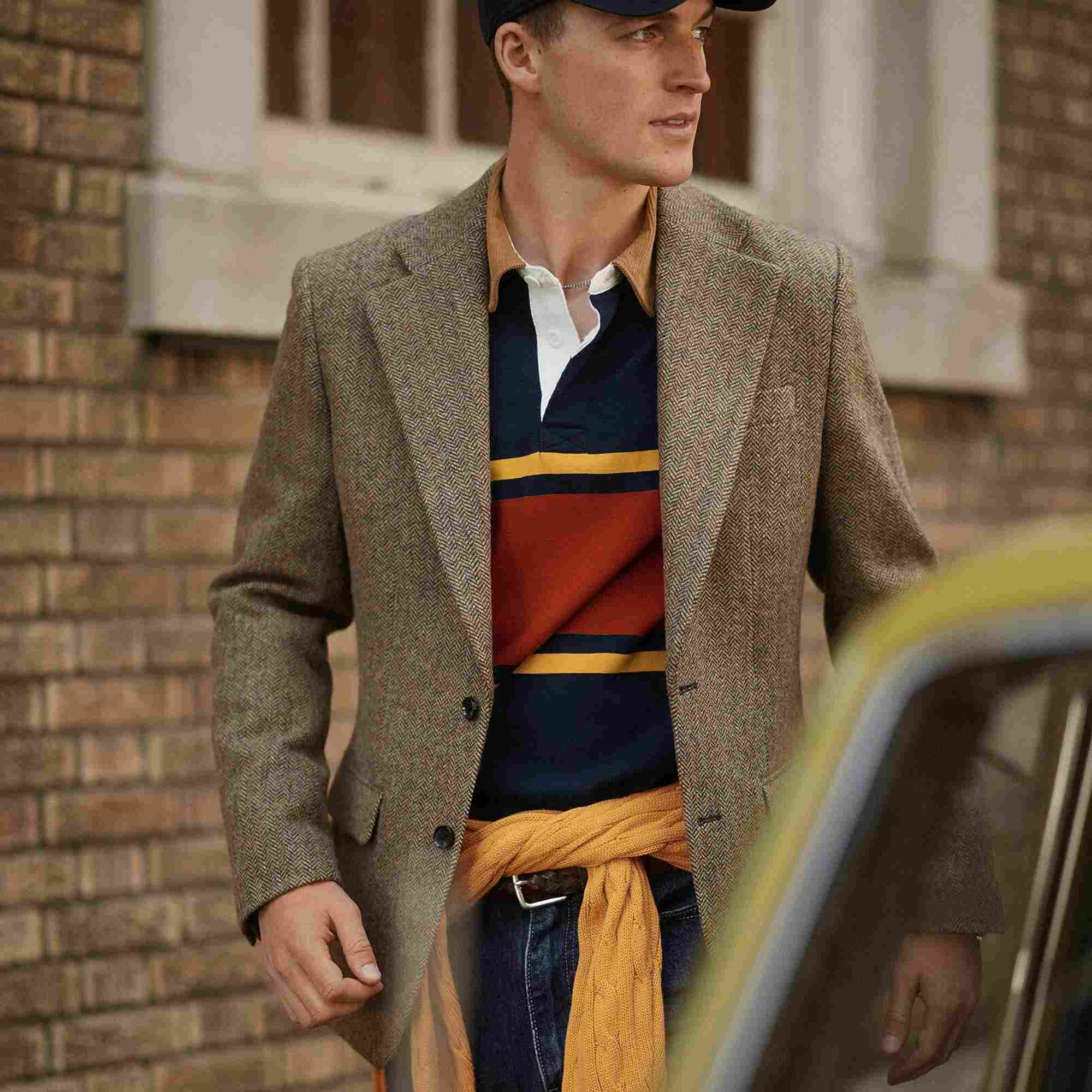 Herringbone Tweed Pure Wool Blazer