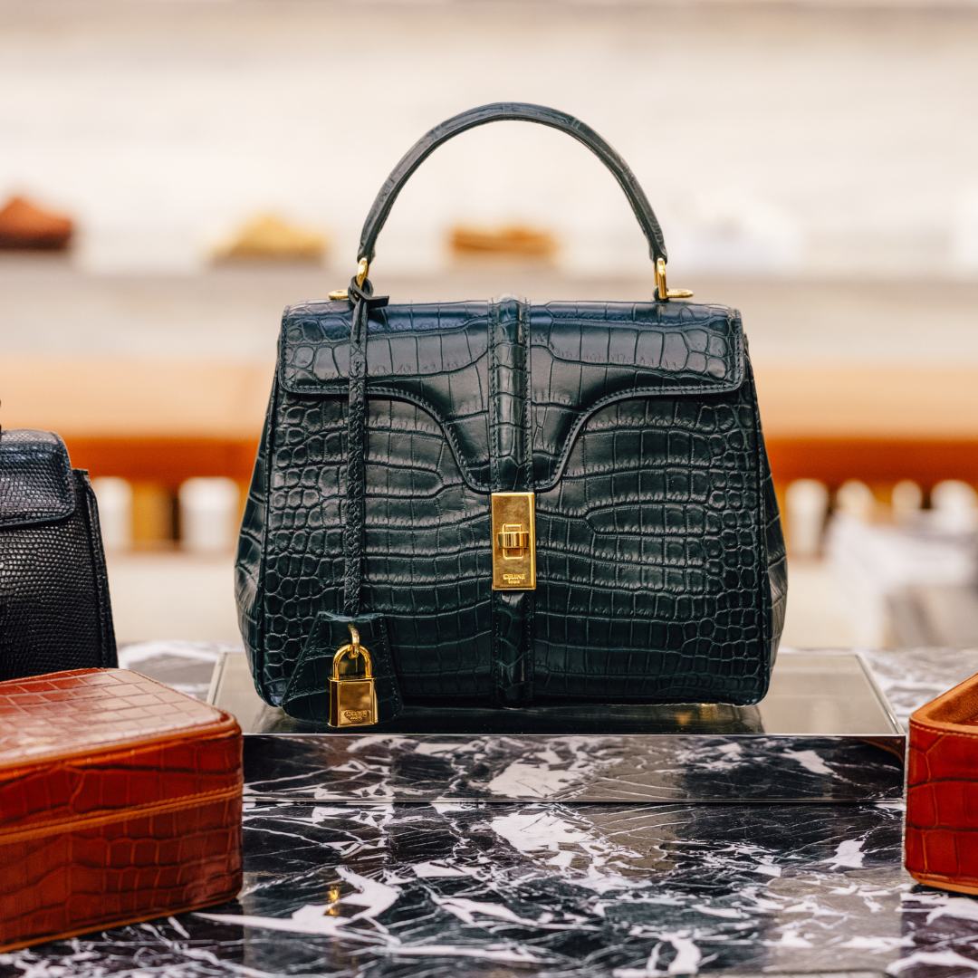 Green crocodile leather