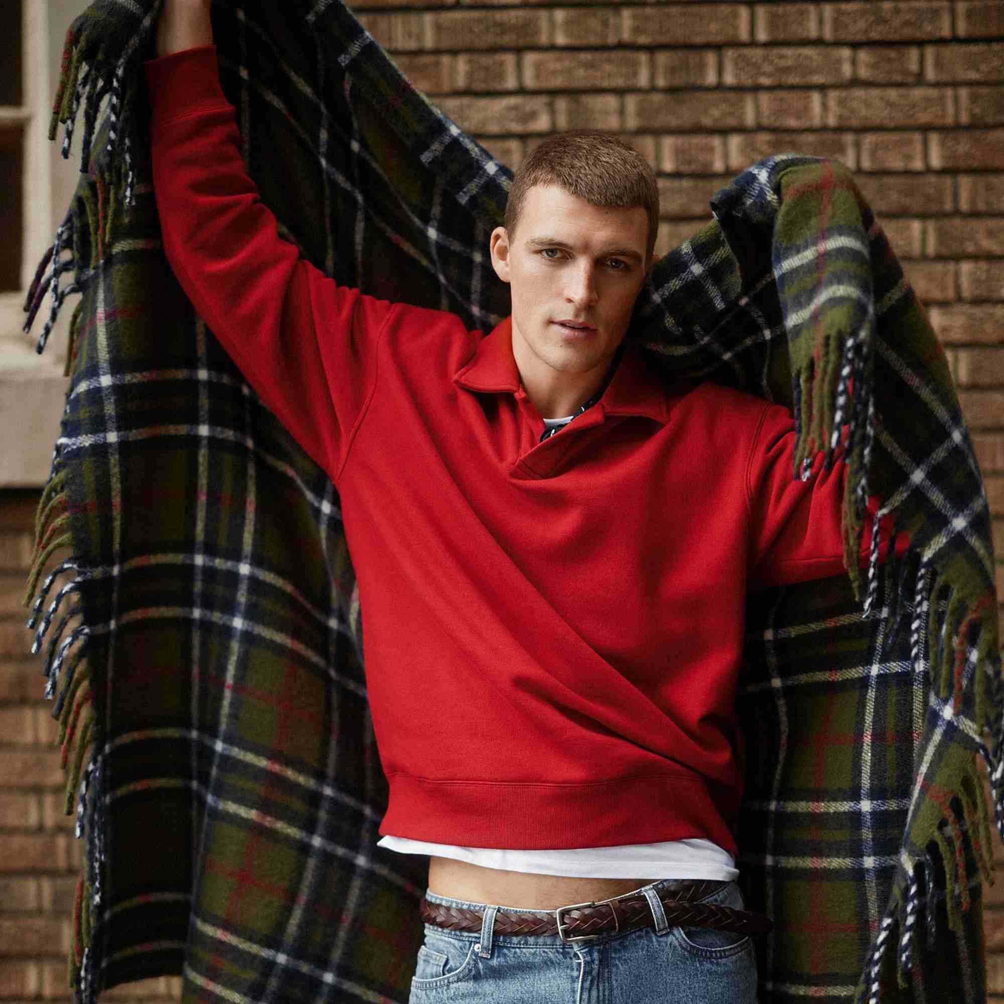 Fleece-interior Johnny Collar Sweatshirt