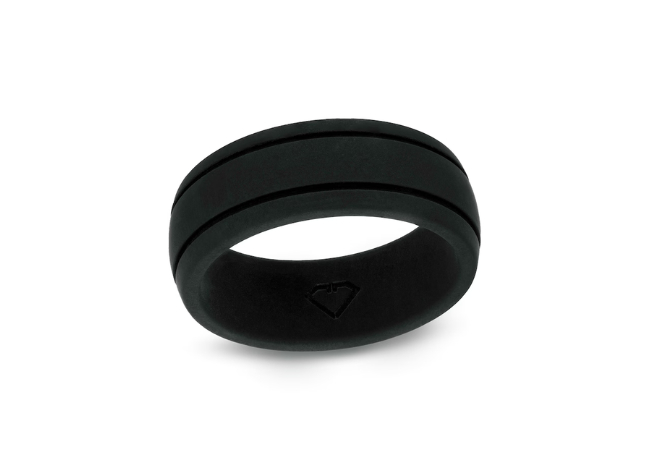 Peoples Jewellers Men's 8.0mm Double Groove Comfort-Fit Wedding Band in Black Silicone, $39