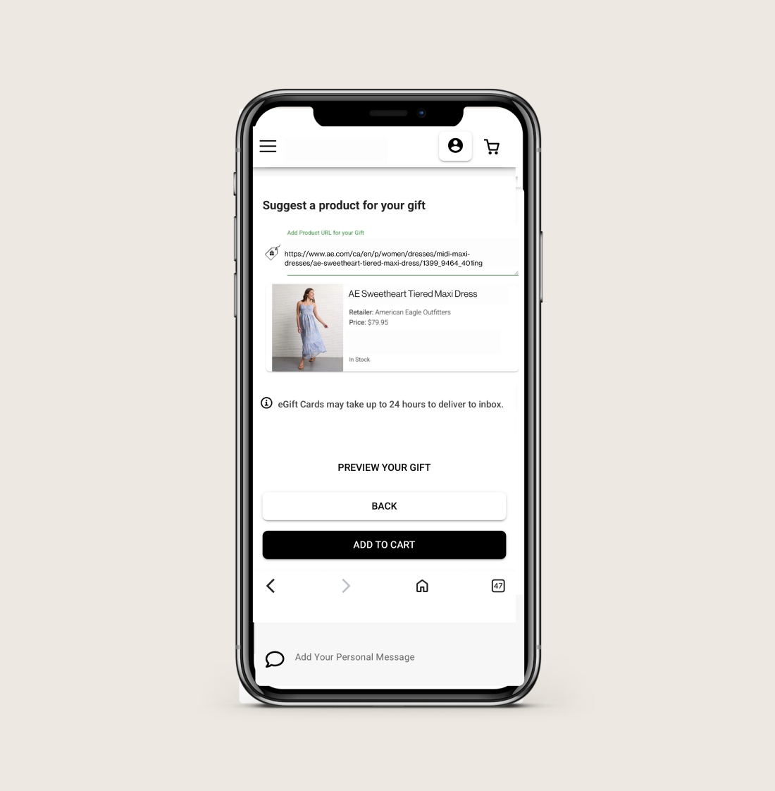 Product screen