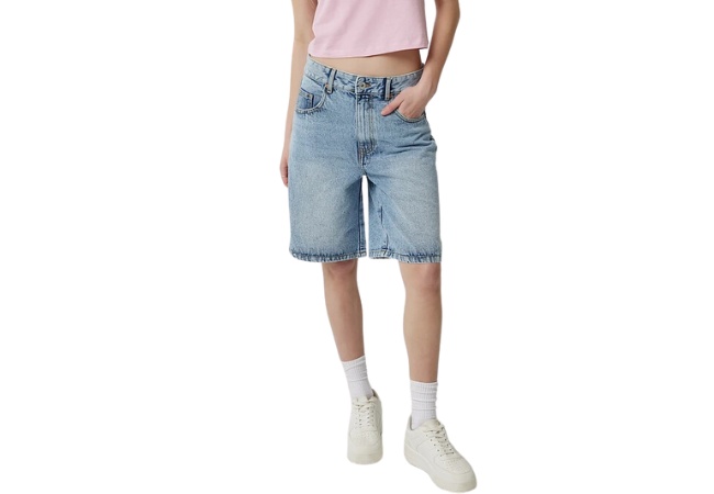 Ardene high rise skater jorts in light blue
