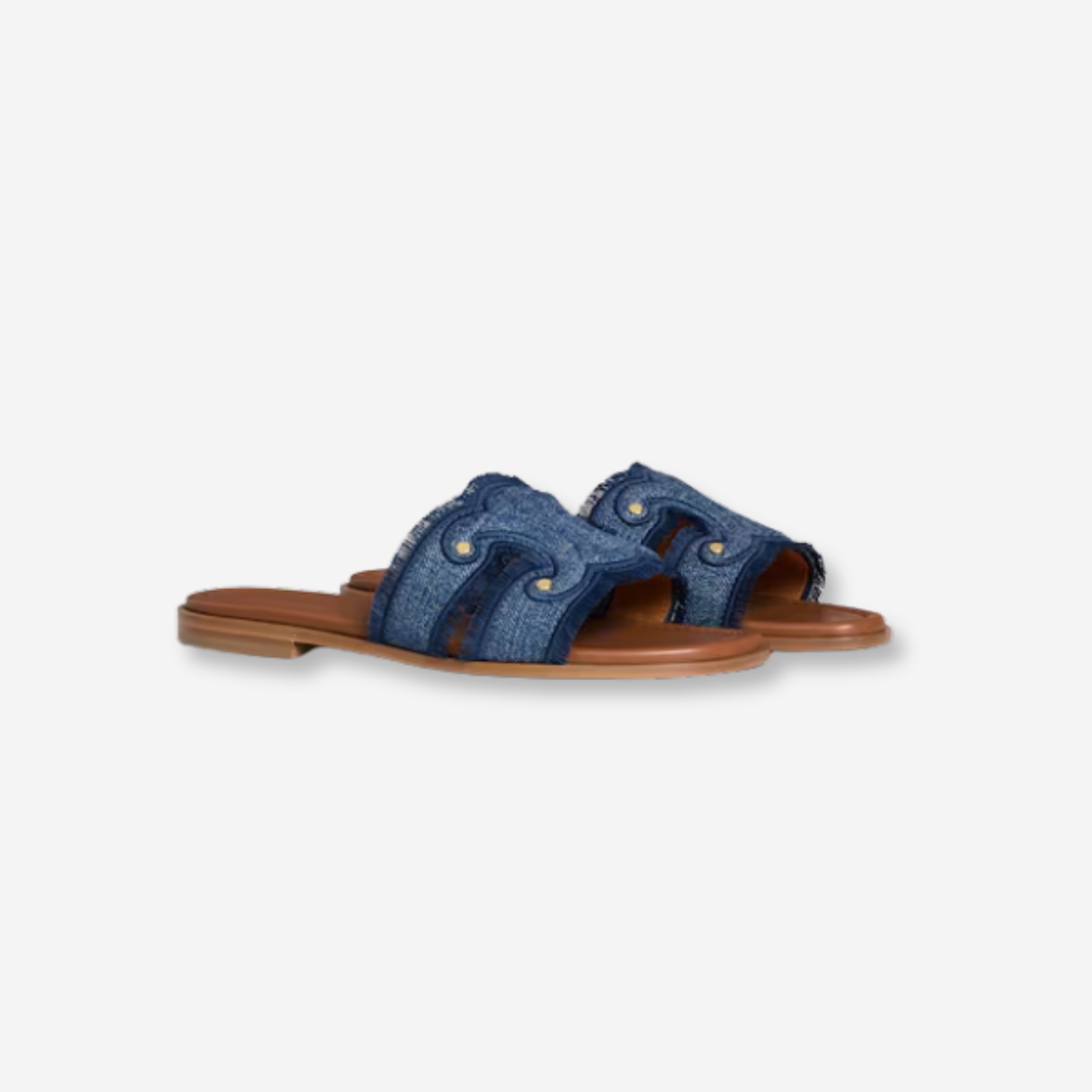 Celine Denim Fringed Mule