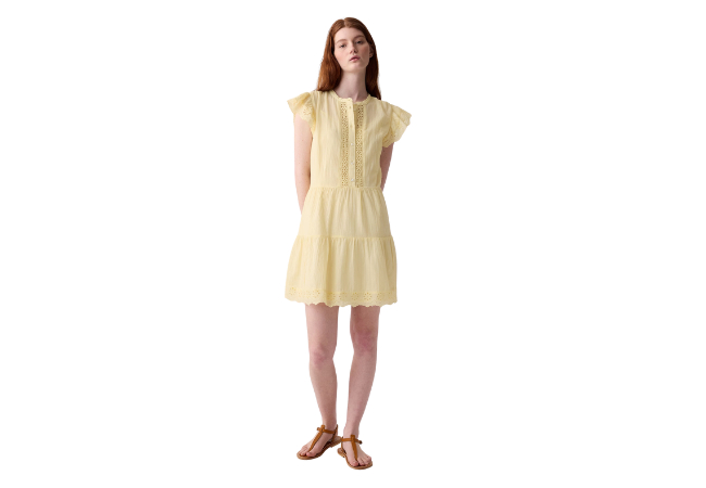 Gap Textured Crinkle Crochet Mini Dress