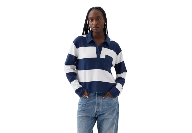 Gap Cropped Rugby Polo Shirt