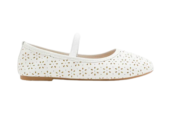 Ardene Laser Cut Pattern Ballet Flats in White