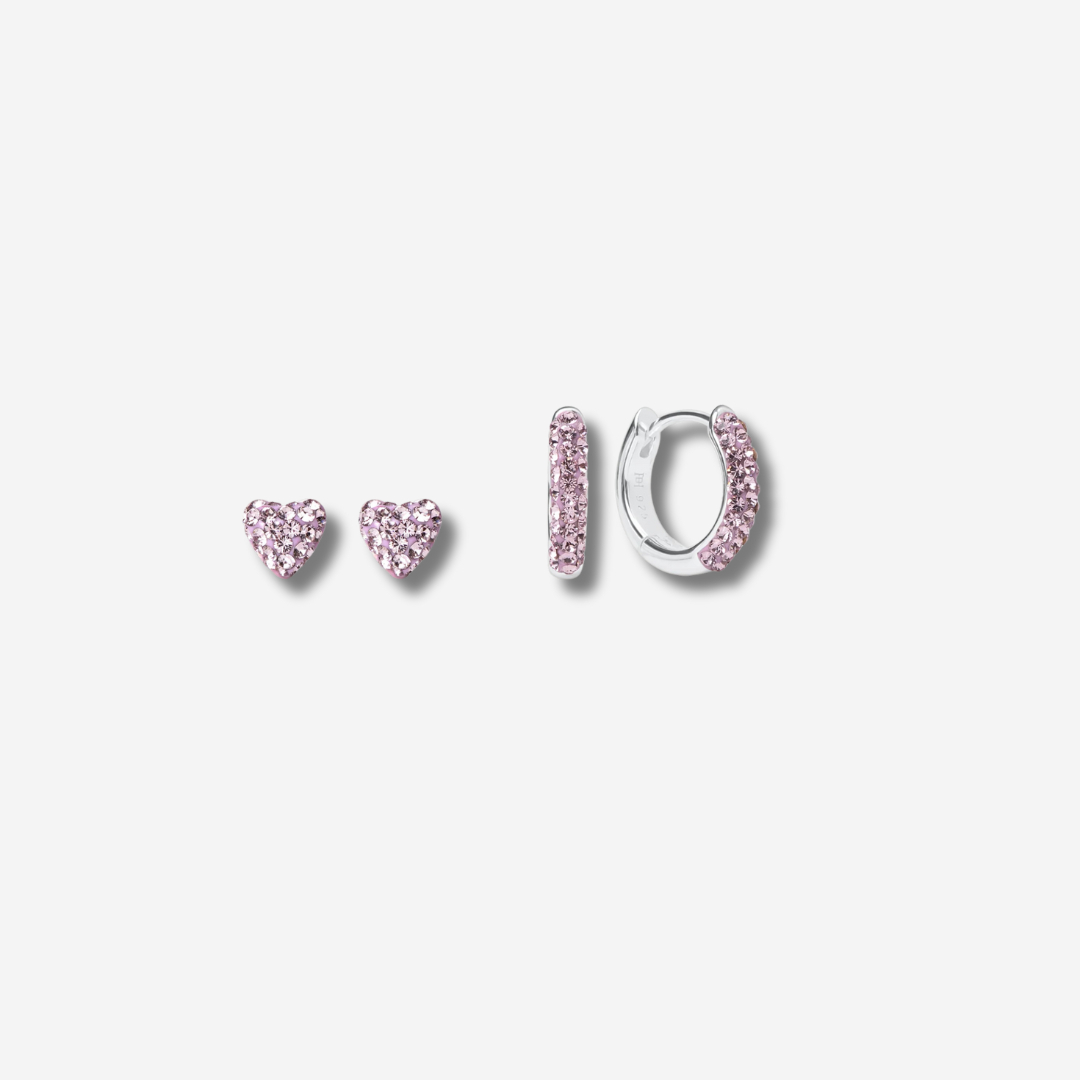 Hillberg & Berk | Sparkle Hoops and Heart Studs Gift Set