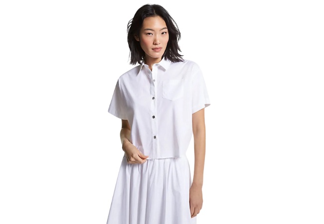 Michael kors stretch organic cotton poplin cropped shirt