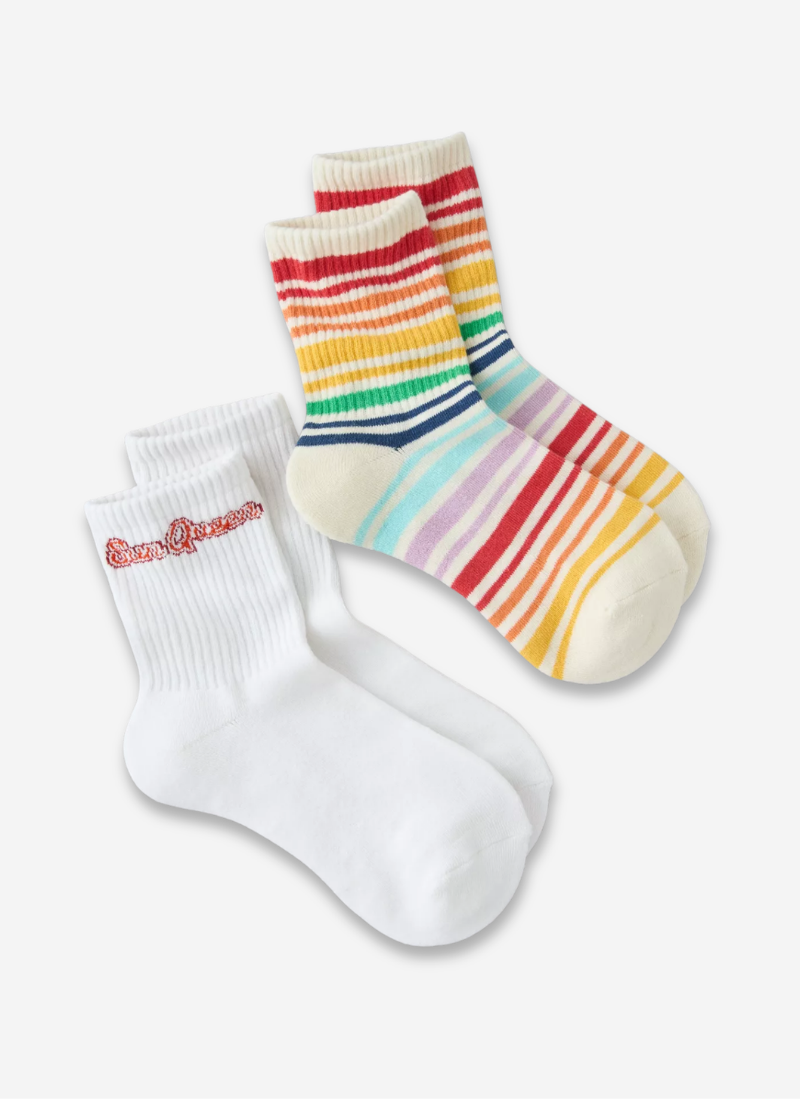 Rainbow and white socks