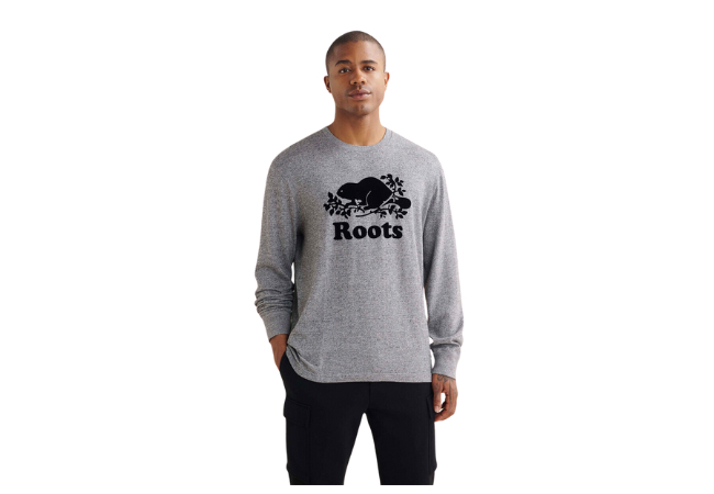 Roots Mens Organic Cooper Beaver Long Sleeve T-shirt, $48