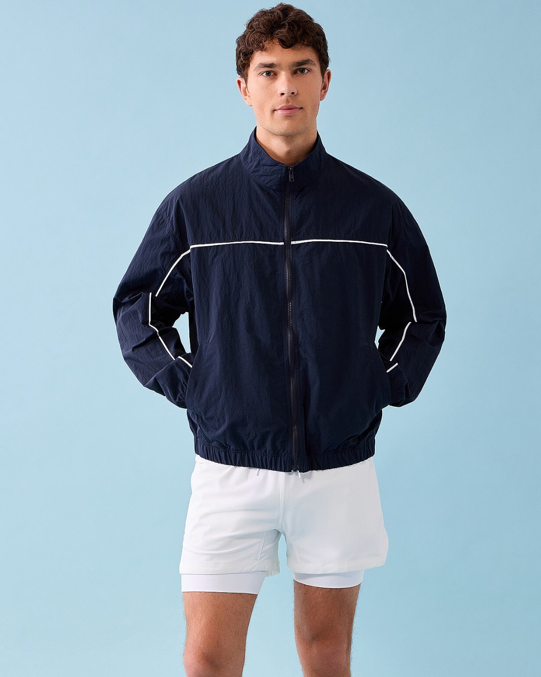 i.FIV5 Contrast Trim Windbreaker Jacket