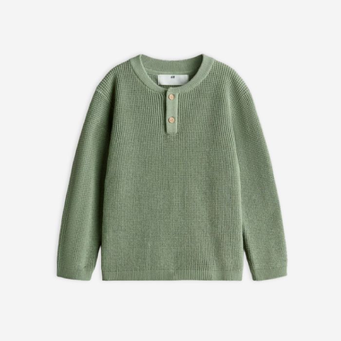 Waffle knit henley